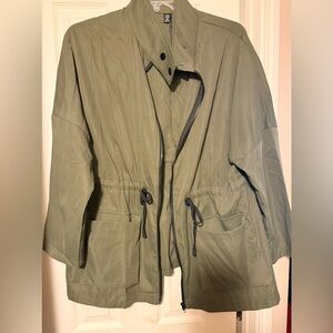 Women’s Plus SHEIN Sz 2x Green Anorak Cinch Waist Green Lightweight Jacket Green